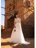 High Neck Long Sleeves Ivory Lace Tulle Wedding Dress